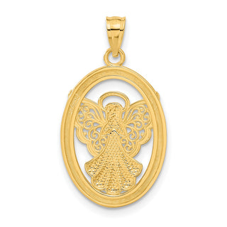 14k Yellow Gold And Rhodium Believe/Peace/Faith/Hope Angel Pendant