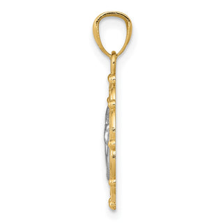 14k Yellow Gold and Rhodium Angel Pendant C4412