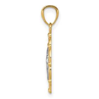 14k Yellow Gold and Rhodium Angel Pendant C4412