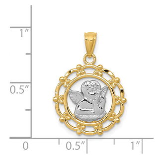 14k Yellow Gold and Rhodium Angel Pendant C4412