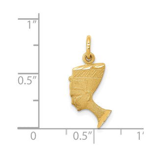 14k Yellow Gold Satin Front / Polished Back Nefertiti Charm C444