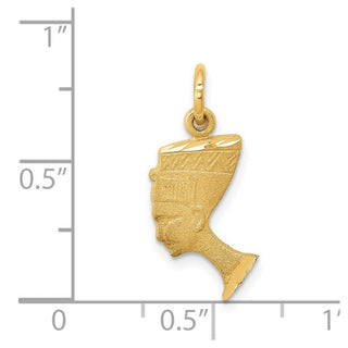 14k Yellow Gold Satin Front / Polished Back Nefertiti Charm C444