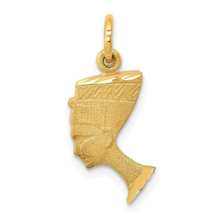 14k Yellow Gold Satin Front / Polished Back Nefertiti Charm C444