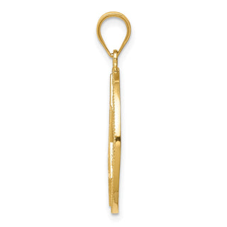 14k Yellow Gold Star Of David Circle Pendant