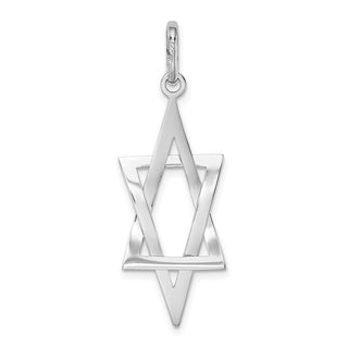 14k White Gold 3-D Elongated Star Of David Charm