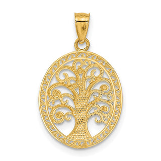 14k Yellow Gold w/ Rhodium Tree of Life Pendant