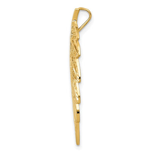14k Yellow Gold Diamond-cut Leaf Slide