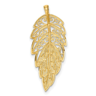 14k Yellow Gold Diamond-cut Leaf Slide