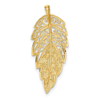 14k Yellow Gold Diamond-cut Leaf Slide