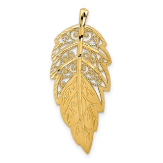 14k Yellow Gold Diamond-cut Leaf Slide