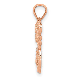 14k Rose Gold Rhodium Plated Diamond-Cut Butterfly Pendant