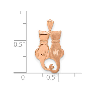 14k Rose Gold Polished and Textured Sitting Cats Pendant