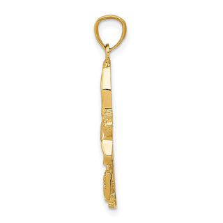 14k Yellow Gold w/ Rhodium Ice Skater Pendant