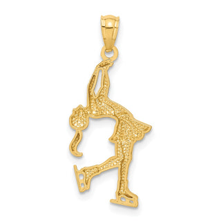 14k Yellow Gold w/ Rhodium Ice Skater Pendant