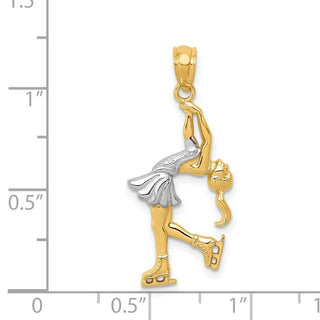 14k Yellow Gold w/ Rhodium Ice Skater Pendant