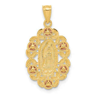 14k Two-tone Gold and Rhodium Plated Guadalupe Pendant