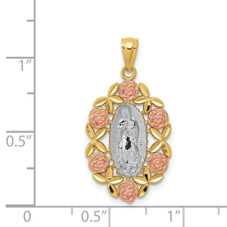 14k Two-tone Gold and Rhodium Plated Guadalupe Pendant