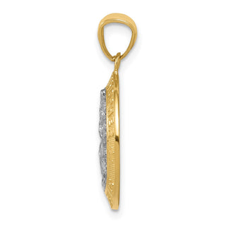 14k Yellow Gold St. Christopher Pendant - 18 x 17mm, Polished, Rhodium-Plated