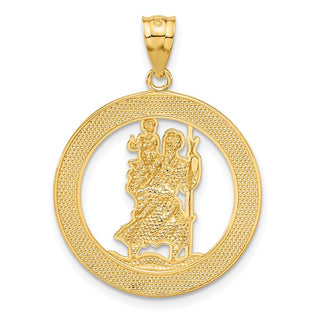 14k Yellow Gold St. Christopher Pendant - 25 x 23mm, Polished, Rhodium-Plated