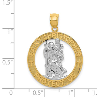 14k Yellow Gold Rhodium Plated St Christopher Pendant C4522