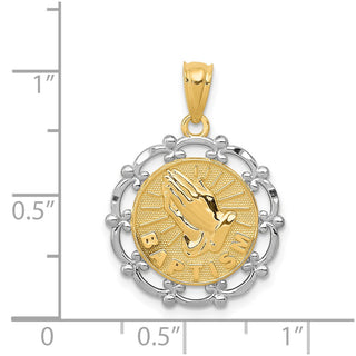 14k Yellow Gold Rhodium Plated Baptism Pendant C4523