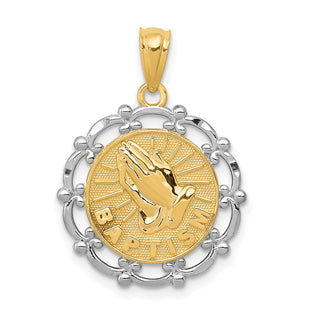 14k Yellow Gold Rhodium Plated Baptism Pendant C4523