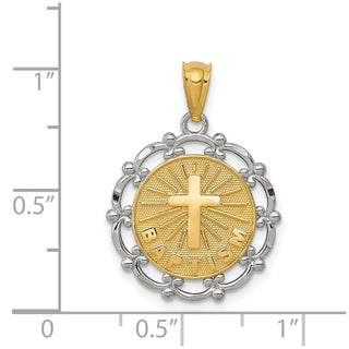 14k Yellow Gold Rhodium Plated Baptism Pendant C4524
