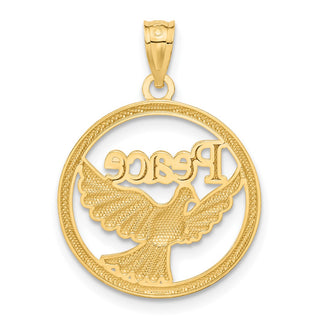 14k Yellow Gold Rhodium Plated Polished Peace Dove Pendant