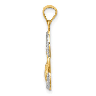 14k Yellow Gold Rhodium Plated Angel with Love Pendant