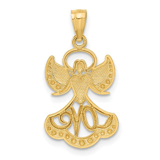 14k Yellow Gold Rhodium Plated Angel with Love Pendant