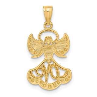 14k Yellow Gold Rhodium Plated Angel with Love Pendant