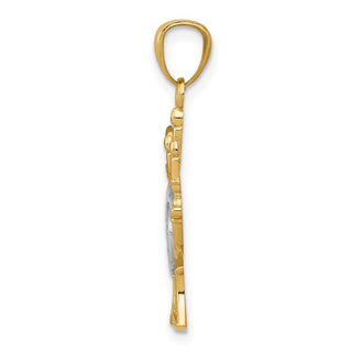 14k Yellow Gold Rhodium Plated Menorah Pendant