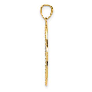 14k Yellow Gold Rhodium Plated Hamsa Pendant