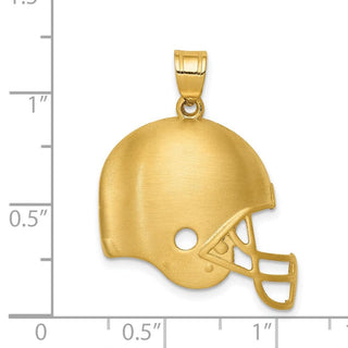 14k Yellow Gold Brushed Football Helmet Pendant