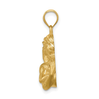 14k Yellow Gold Brushed and Diamond-cut Mom/Baby Pendant