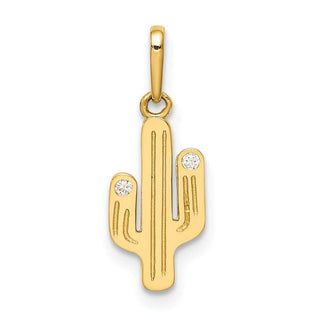 14k Yellow Gold Cactus CZ Charm
