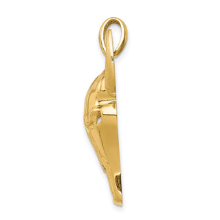 14k Yellow Gold Steer Skull Pendant