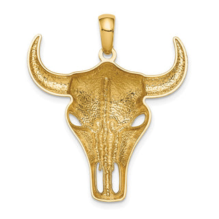 14k Yellow Gold Steer Skull Pendant