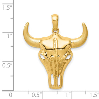 14k Yellow Gold Steer Skull Pendant