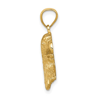 Mens 14k Yellow Gold Diamond-cut Eagle Pendant C4576