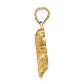 Mens 14k Yellow Gold Diamond-cut Eagle Pendant C4576
