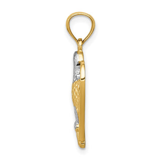 Mens 14k Yellow Gold And Rhodium Eagle Pendant