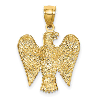 Mens 14k Yellow Gold And Rhodium Eagle Pendant