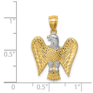 Mens 14k Yellow Gold And Rhodium Eagle Pendant