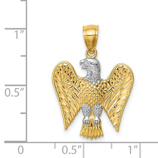 Mens 14k Yellow Gold And Rhodium Eagle Pendant