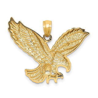 Mens 14k Yellow Gold Diamond-cut Eagle Pendant C4578