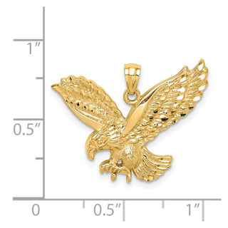 Mens 14k Yellow Gold Diamond-cut Eagle Pendant C4578