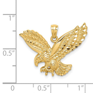 Mens 14k Yellow Gold Diamond-cut Eagle Pendant C4578
