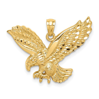 Mens 14k Yellow Gold Diamond-cut Eagle Pendant C4578
