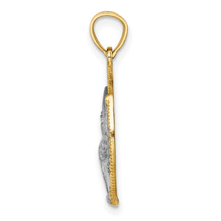 14k Yellow Gold w/Rhodium Eagle Pendant
